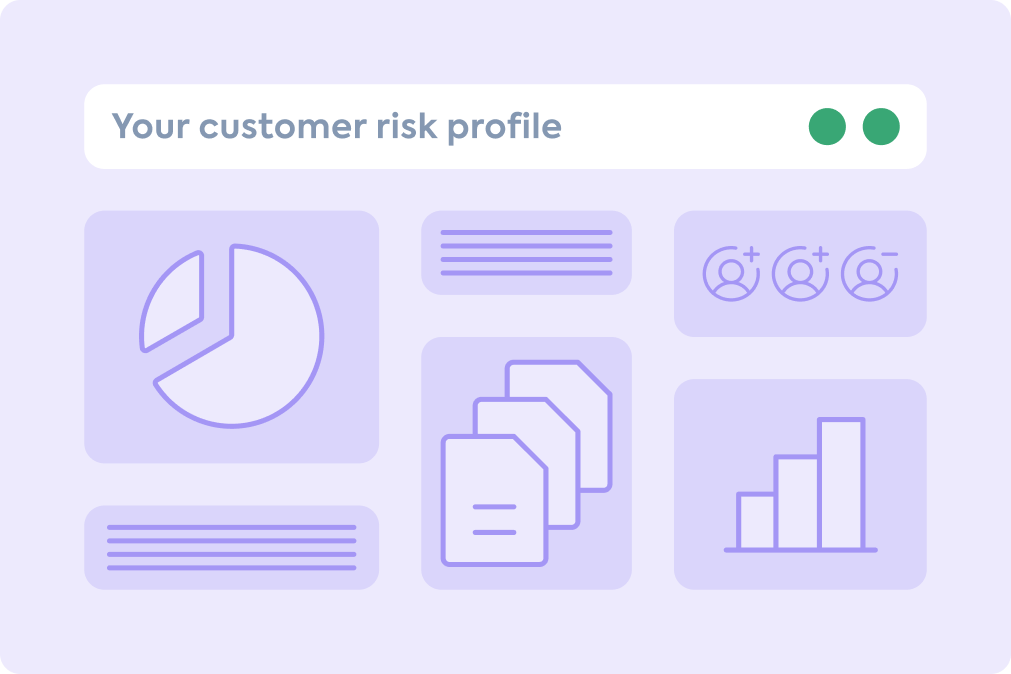 Decorative image of schematic graphs, charts, and amounts that represent a customer&#39;s risk profile using Codat&#39;s Lending solution